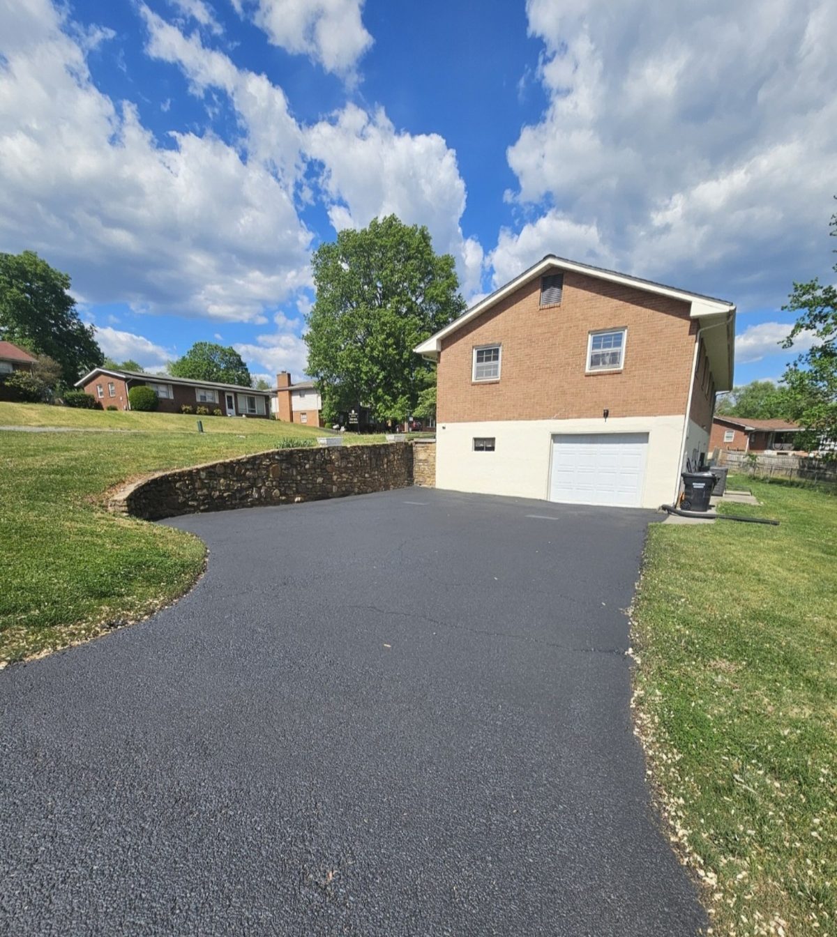 Driveway after sealcoating